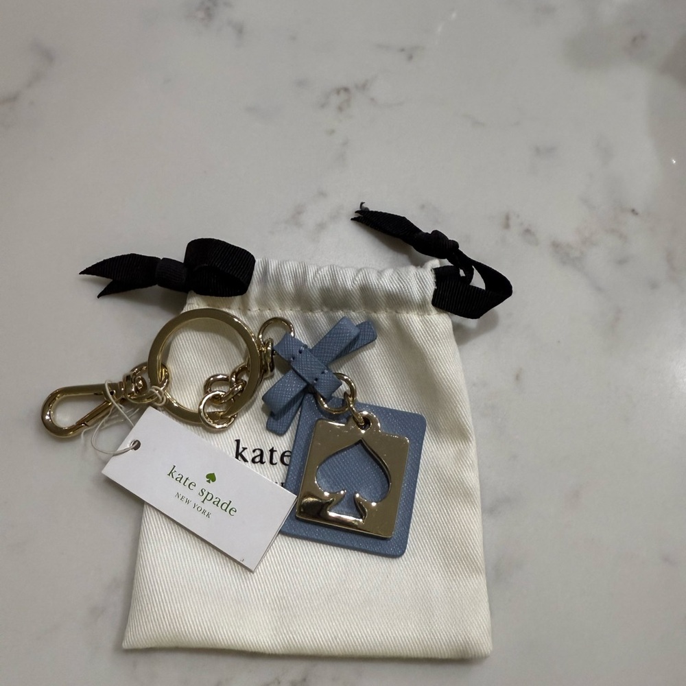 Kate Spade Gold and Light Blue Keychain
